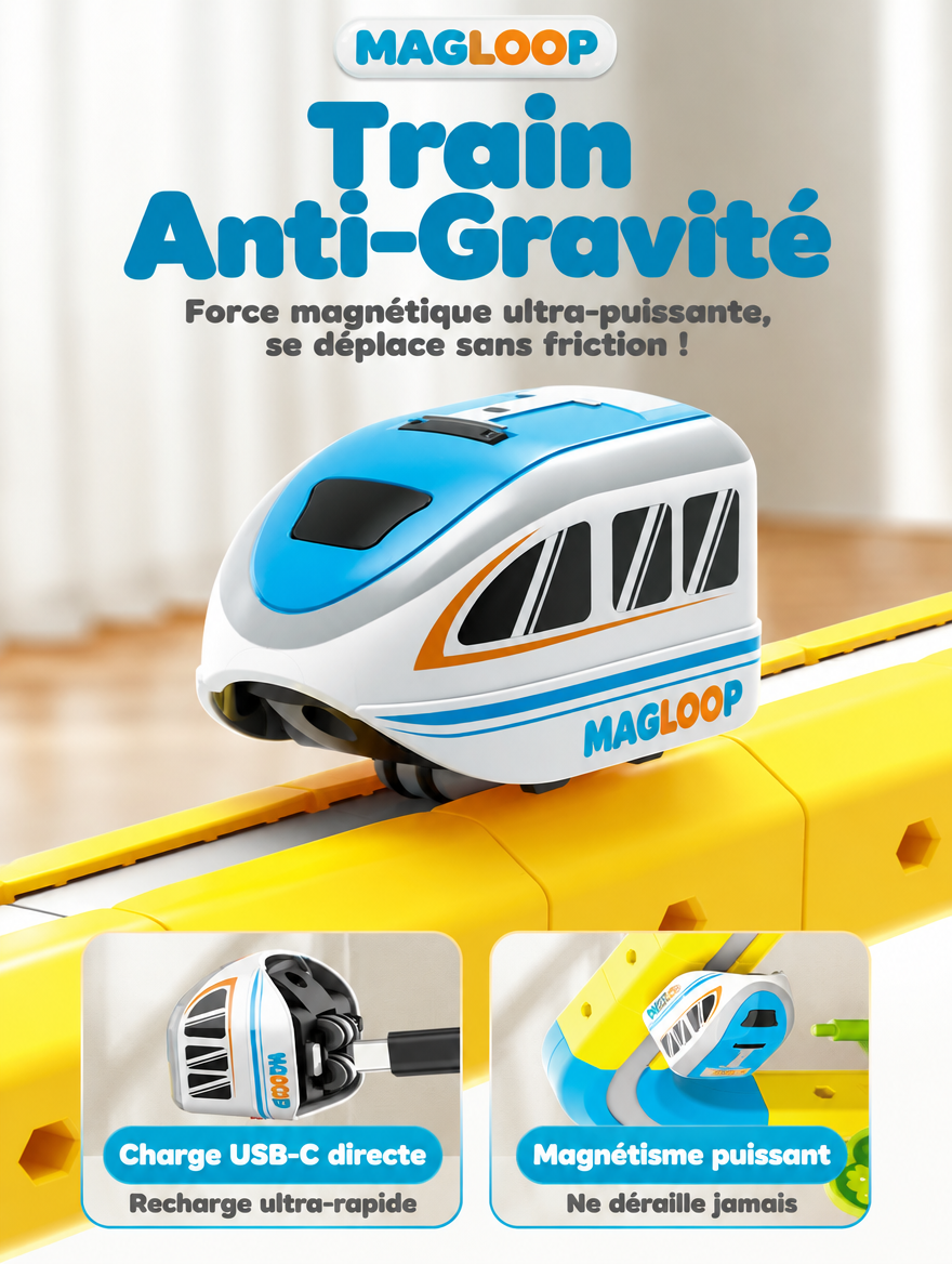 MagLoop train magnétique anti-gravité USB-C connexion magnétique ne déraille jamais