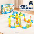 MagLoop 108 pièces — trains, boîte, badge et tagline